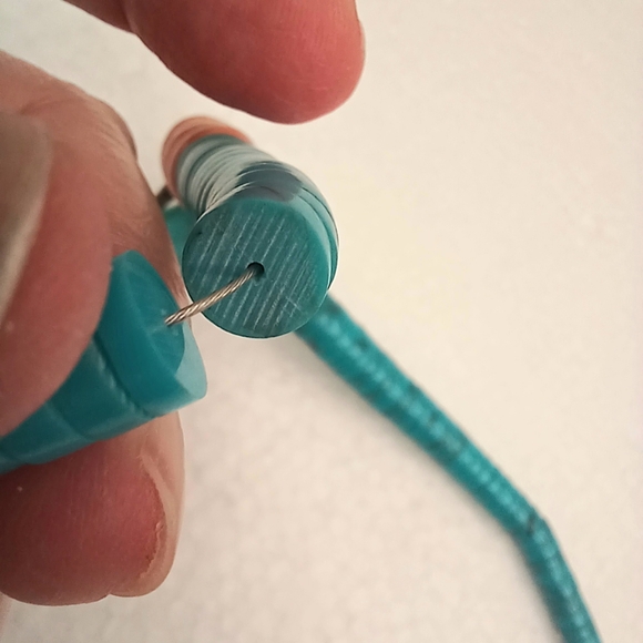 VTG Navajo Necklace Eagle Pendant Reconstituted Turquoise Graduated Discs 24" - Picture 7 of 17